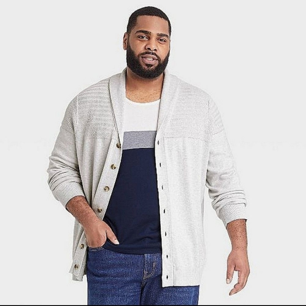 Goodfellow & Co Men's Standard Fit Cardigan Gray Mist Sweater